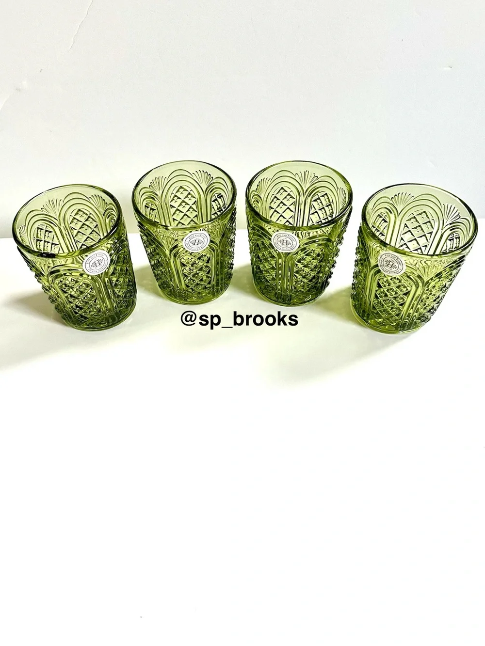 🎁4PC Fitz and Floyd Glass Tumbler - 11 oz. Sicily Green Tumbler